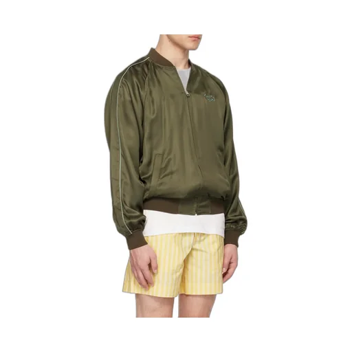 Logo Embroidered Zipper Casual Jacket