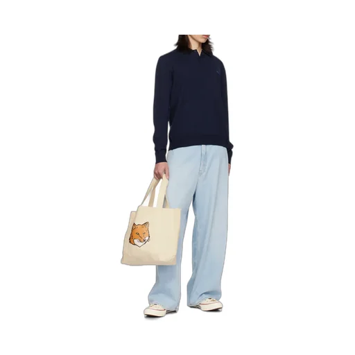 Fox Head Patch Fine-Knit Polo Shirt