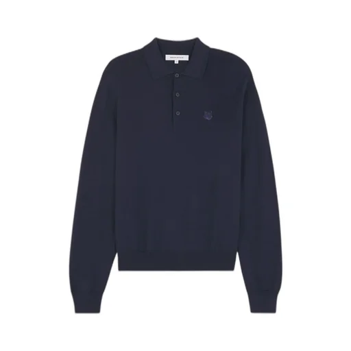 Fox Head Patch Fine-Knit Polo Shirt