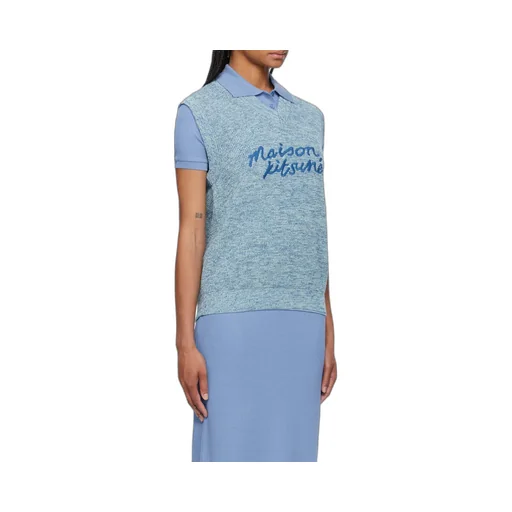 Embroidered-Logo V-Neck Cotton Vest