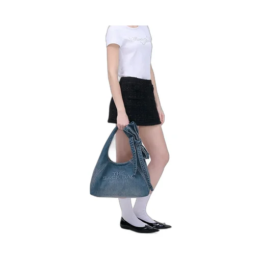 The Bow Denim Sack Bag