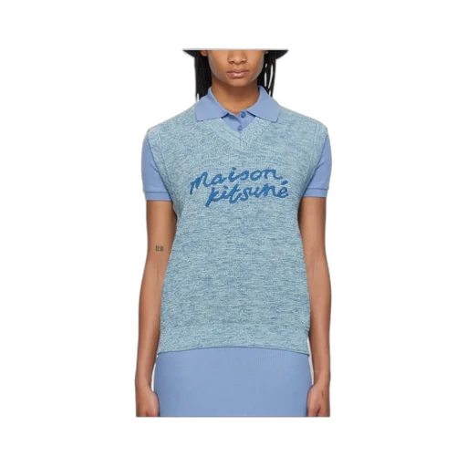 Embroidered-Logo V-Neck Cotton Vest
