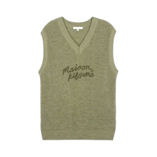 Logo Embroidered V-Neck Knitted Top