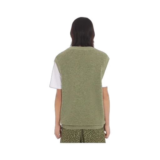 Logo Embroidered V-Neck Knitted Top