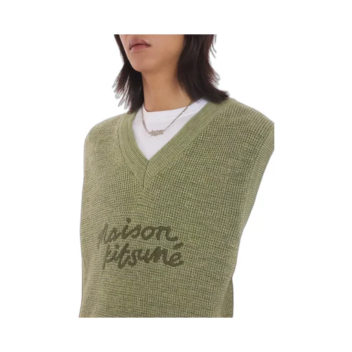Logo Embroidered V-Neck Knitted Top