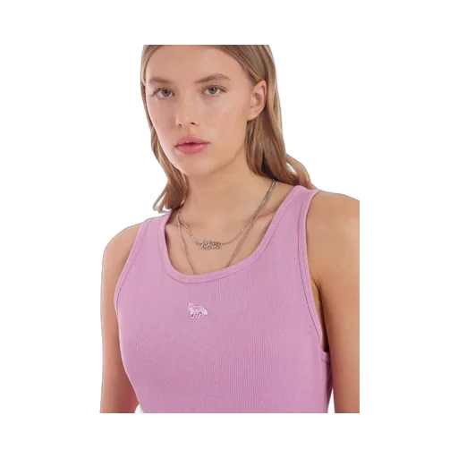 Fox-Motif Ribbed Tank Top