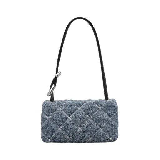 The Quilted Denim Mini Dual Quilted Shoulder Bag