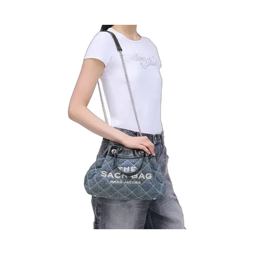 The Quilted Denim Chain Sack Bag