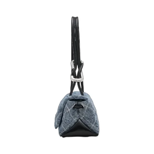 The Quilted Denim Mini Dual Quilted Shoulder Bag