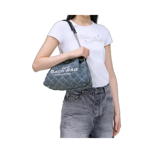 The Quilted Denim Chain Sack Bag