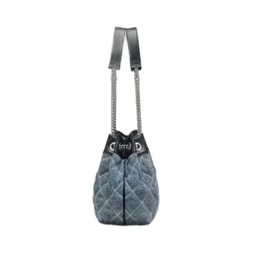The Quilted Denim Chain Sack Bag