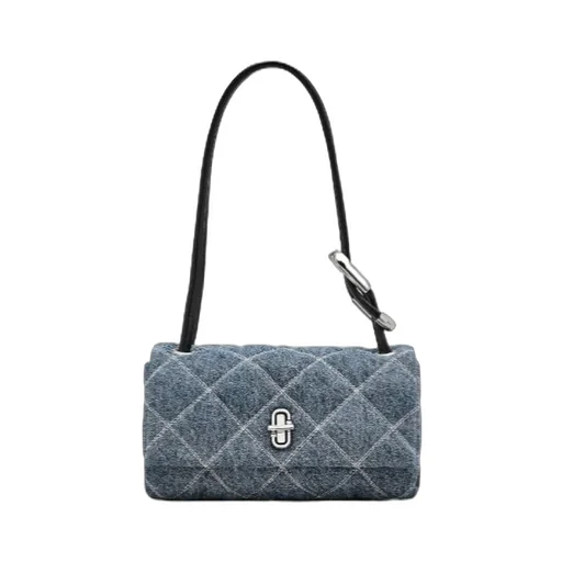 The Quilted Denim Mini Dual Quilted Shoulder Bag