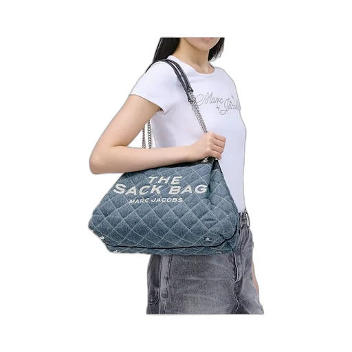 The Quilted Denim Large Chain Sack Bag