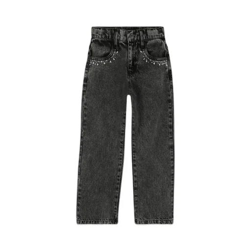 Girl's Black Jeans With Rhinestones