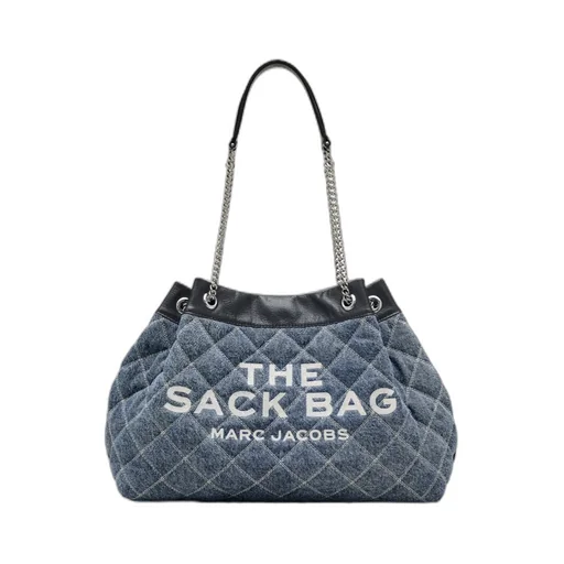 The Quilted Denim Large Chain Sack Bag