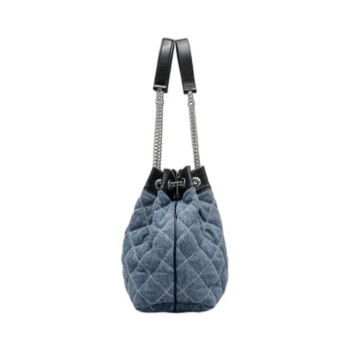 The Quilted Denim Large Chain Sack Bag