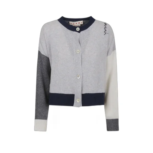 Logo Embroidered Color Blocked Cardigan