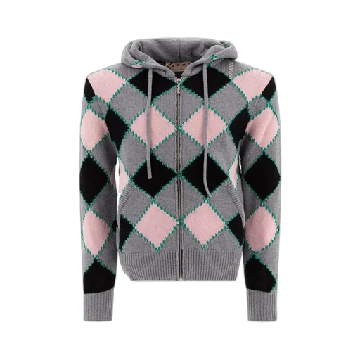 Checked Kitted Cardigan