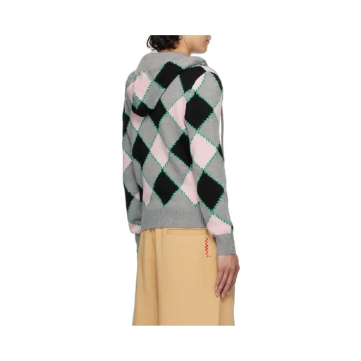 Checked Kitted Cardigan