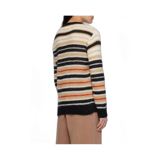 Logo Embroidered Striped Brushed Jumper