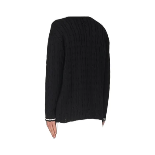 Cable-Knit Round-Neck Sweater