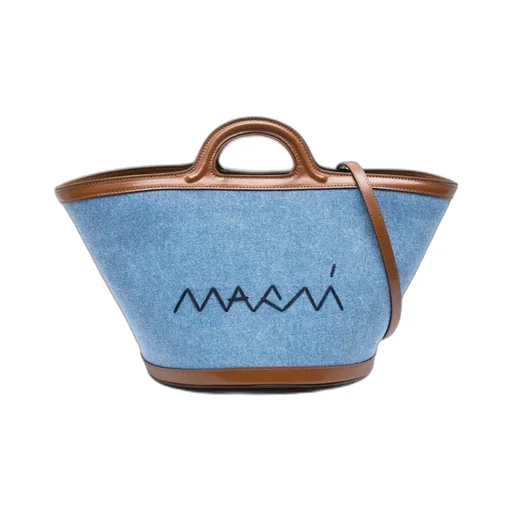 Logo Embroidered Denim Tote Bag