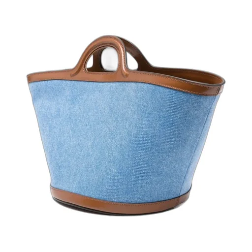 Logo Embroidered Denim Tote Bag