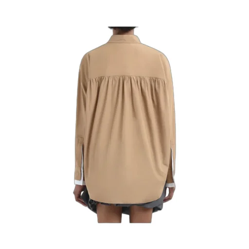 Long-Sleeved Curved Hem Shirt