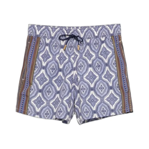 Geometric-Print Drawstring Swim Shorts