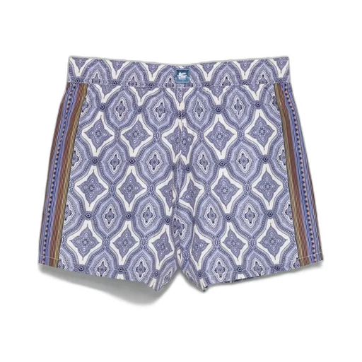 Geometric-Print Drawstring Swim Shorts