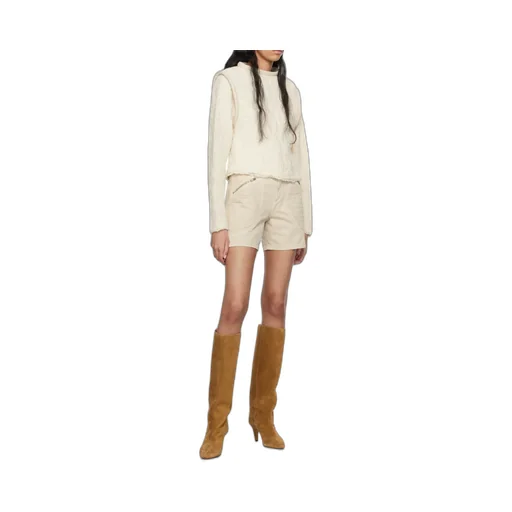 Quilted-Panel High-Waist Shorts