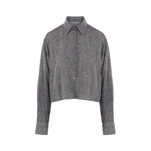 Herringbone Crystal-Embellished Shirt
