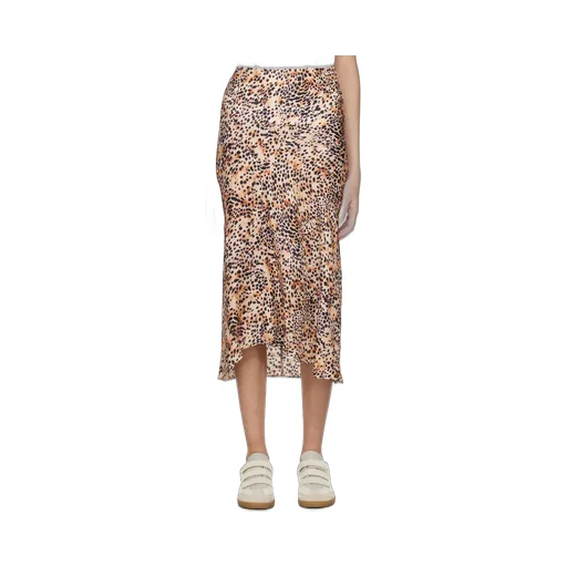 Animal-Print High-Low Midi Skirt
