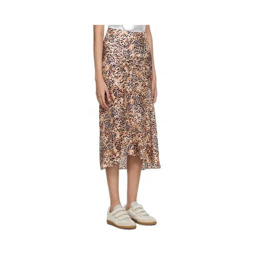 Animal-Print High-Low Midi Skirt