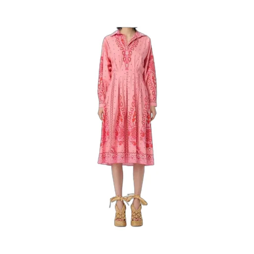 Paisley-Printed Pleated Shirt Dress