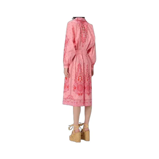Paisley-Printed Pleated Shirt Dress