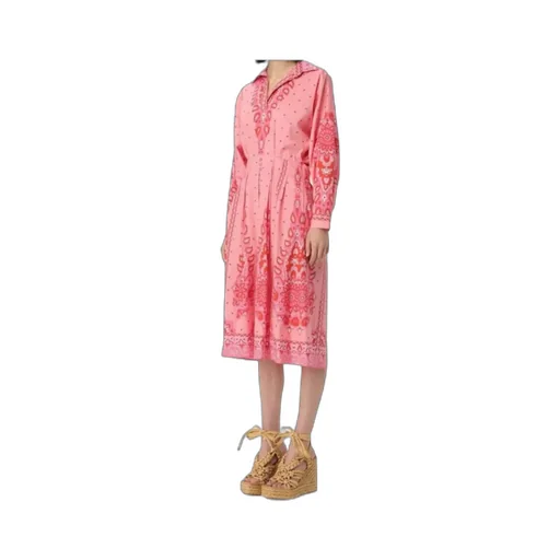 Paisley-Printed Pleated Shirt Dress