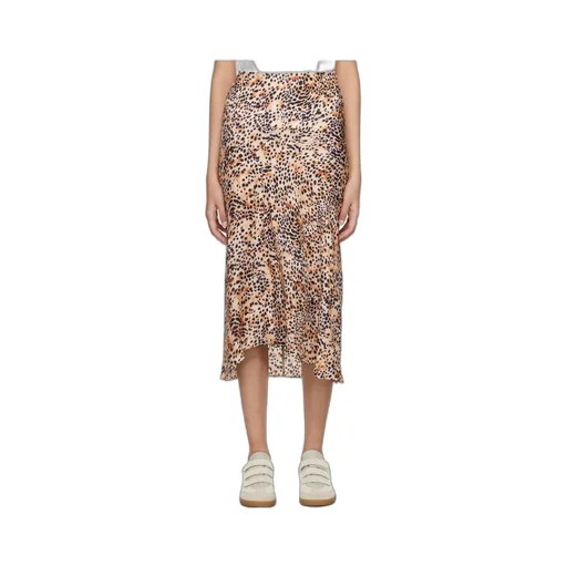 Animal-Print High-Low Midi Skirt