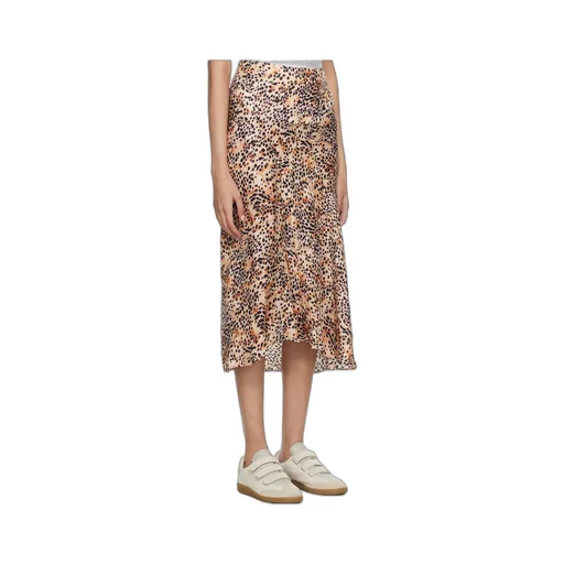Animal-Print High-Low Midi Skirt