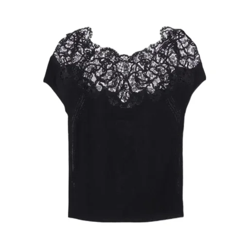 Lace-Insert Knit Top