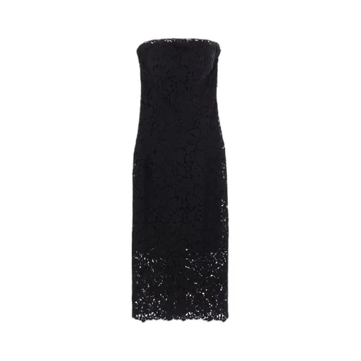 Floral-Lace Strapless Dress