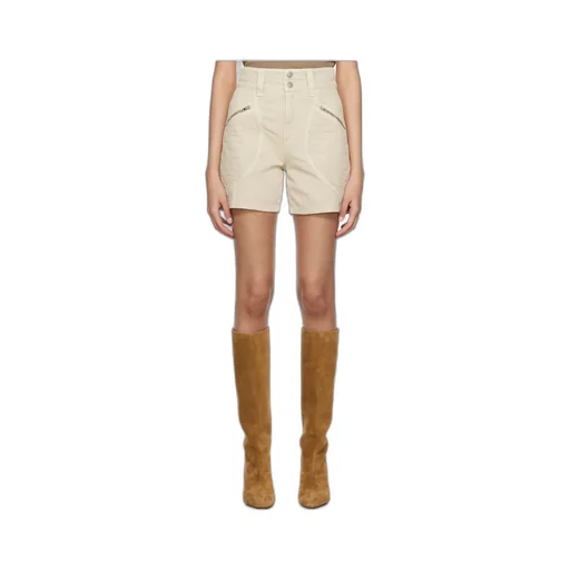 Quilted-Panel High-Waist Shorts