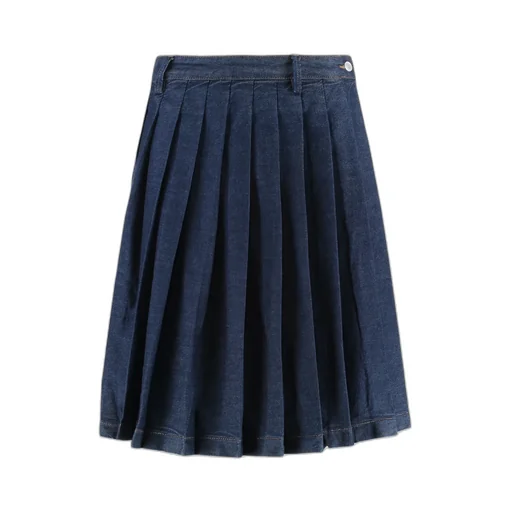 Pleated Denim Skirt