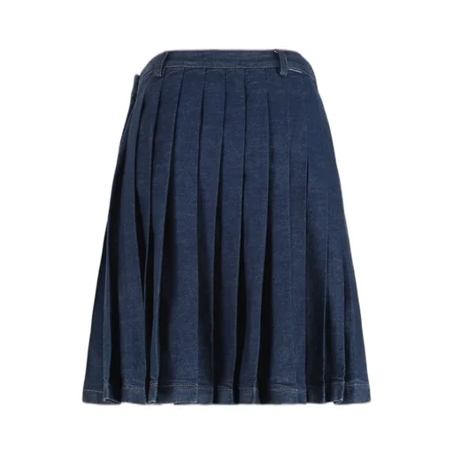 Pleated Denim Skirt