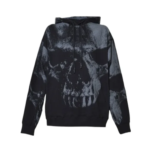 Skull-Print Cotton Hoodie