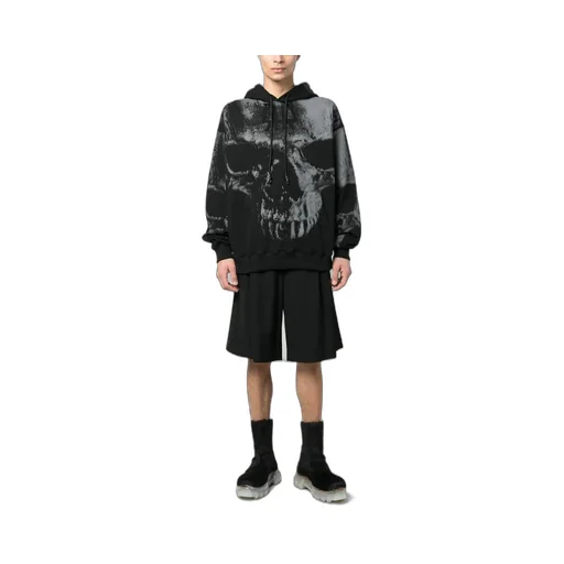 Skull-Print Cotton Hoodie