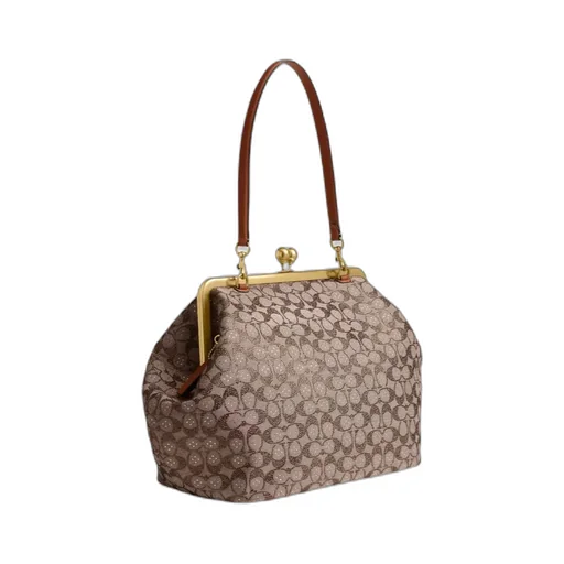 Large Kisslock Frame Bag In Crystal Signature Jacquard