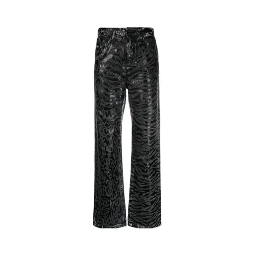 Animal-Print Straight-Leg Jeans