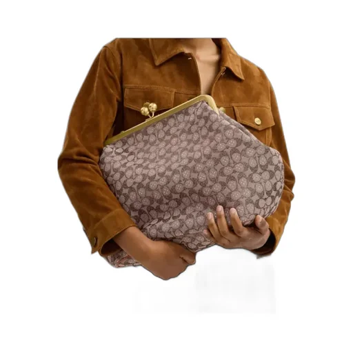 Large Kisslock Frame Bag In Crystal Signature Jacquard