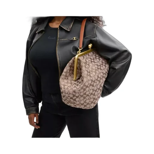 Large Kisslock Frame Bag In Crystal Signature Jacquard